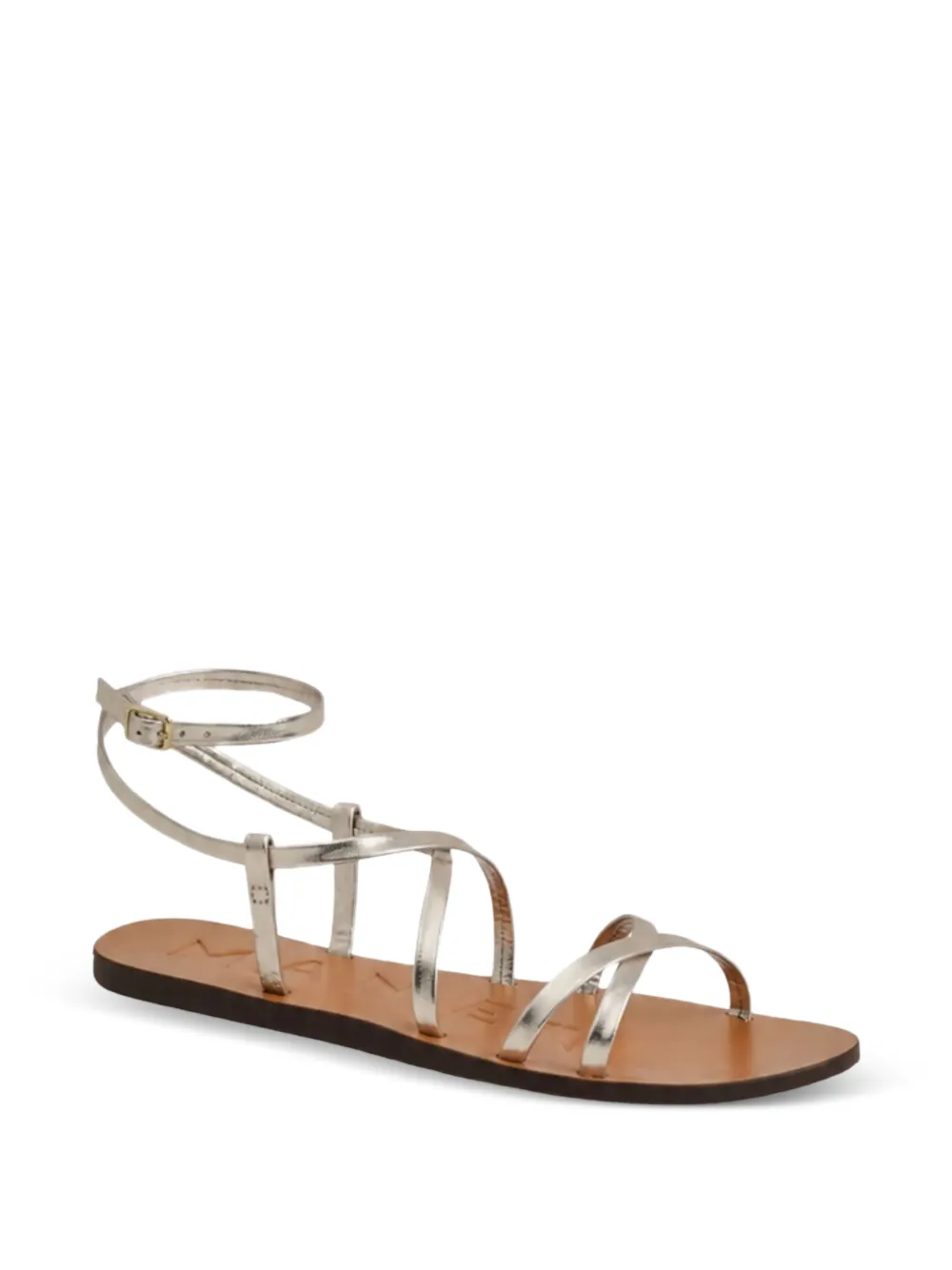 Manebi metallic ankle-strap flat sandals Goud