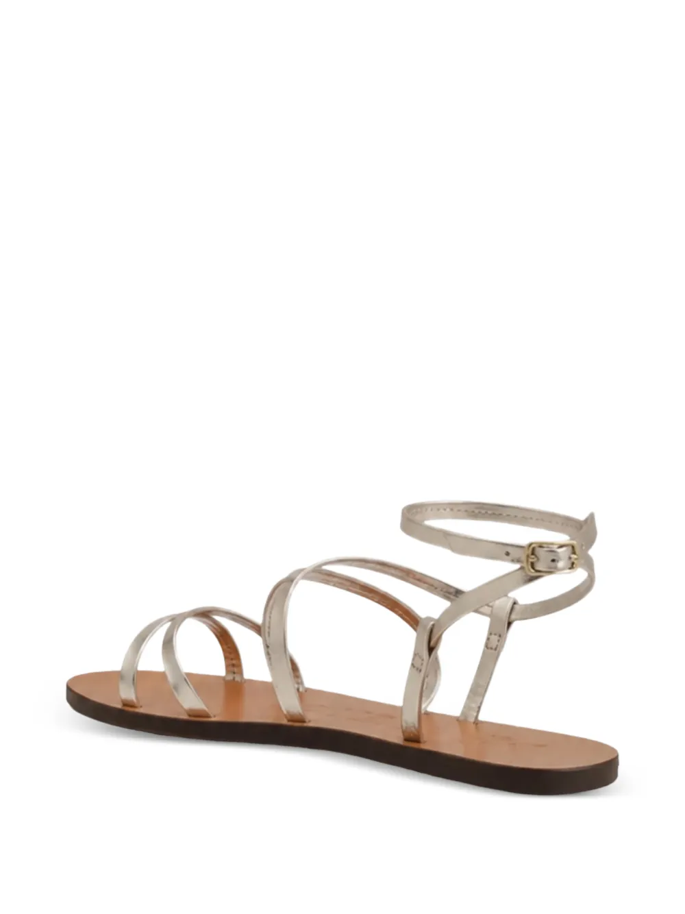 Manebi metallic ankle-strap flat sandals Goud