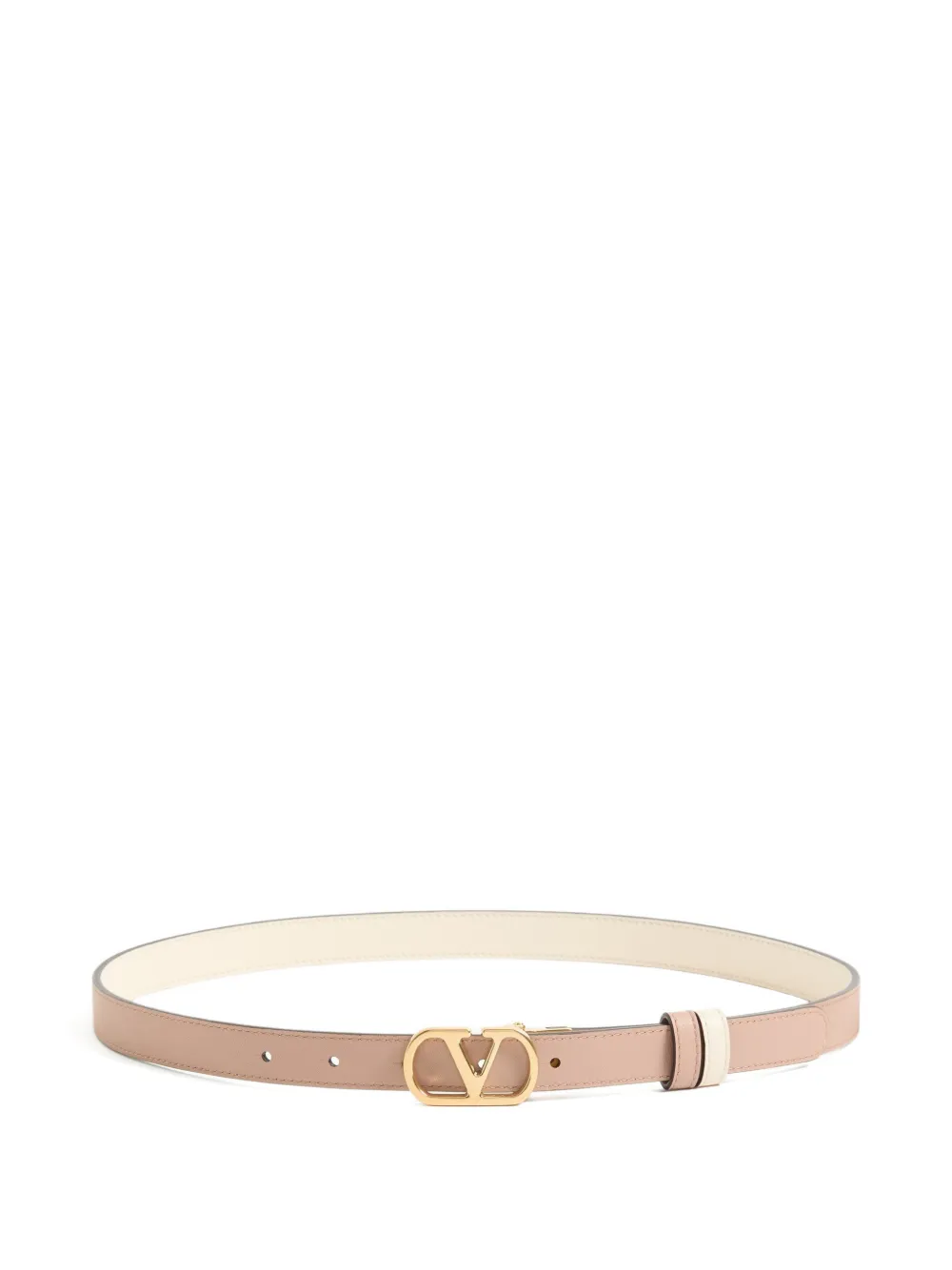 Valentino Garavani VLogo Signature omkeerbare glanzende kalfsleren riem Beige