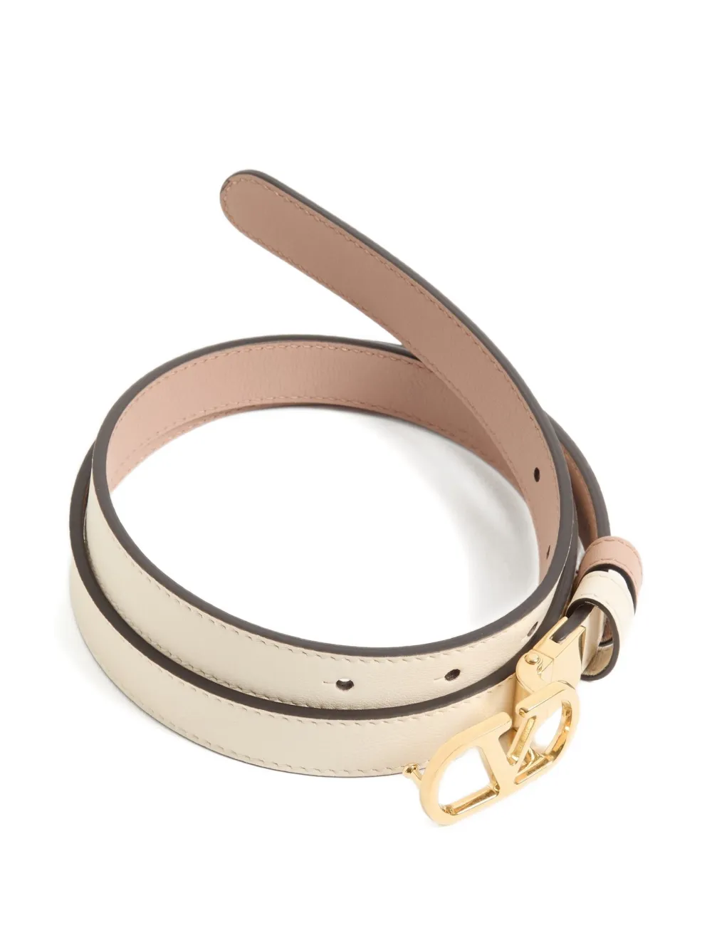  Valentino Garavani Ceinture Réversible Vlogo Signature 20 Mm En Cuir De Veau Brillant - Tons Neutres 