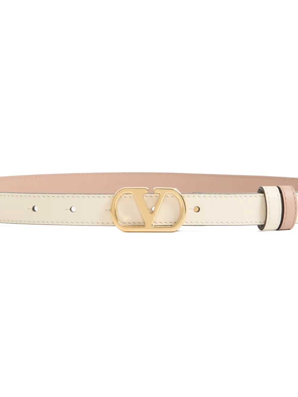  Valentino Garavani Ceinture Réversible Vlogo Signature 20 Mm En Cuir De Veau Brillant - Tons Neutres 