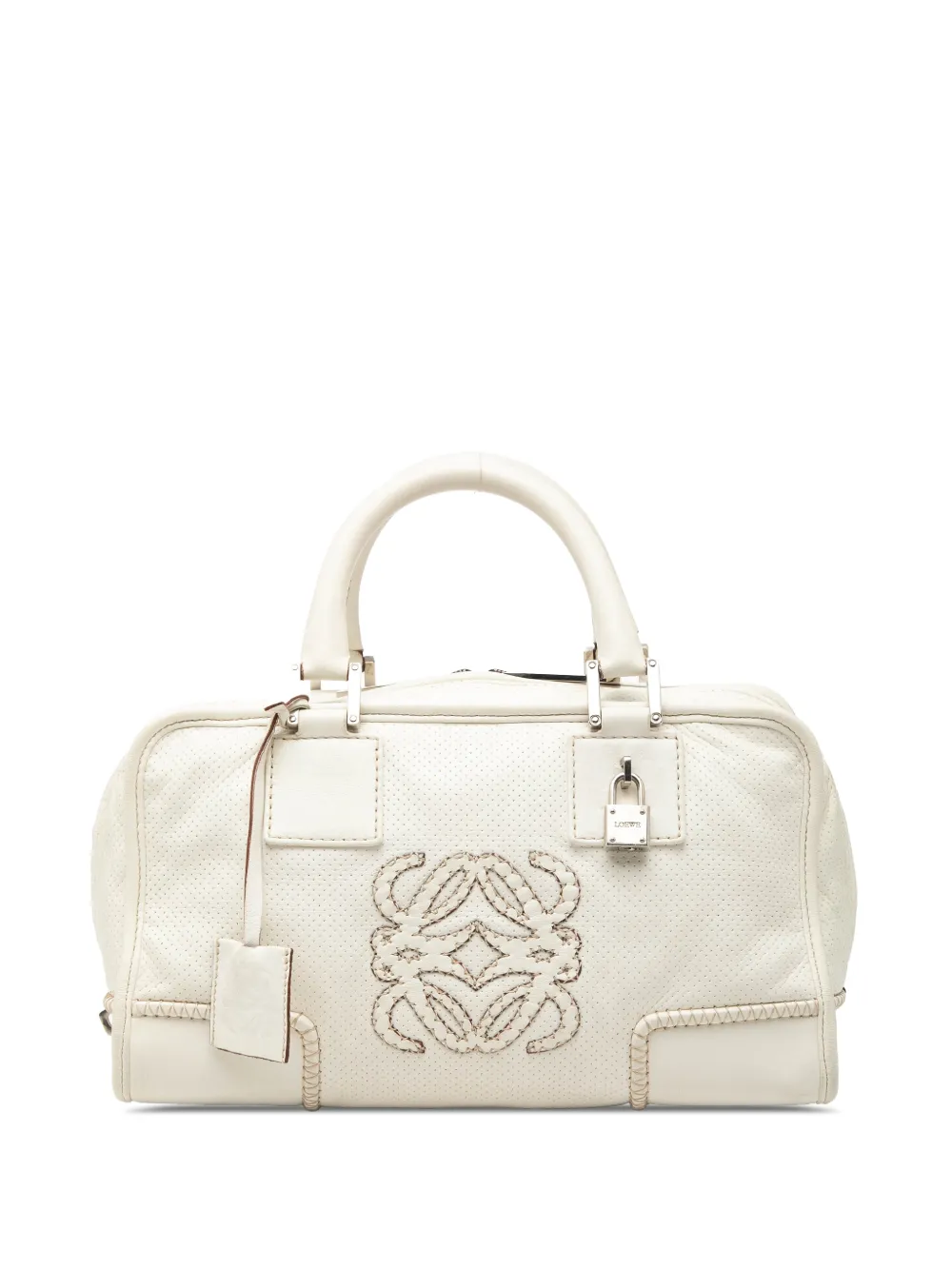 Loewe Pre-Owned 2007 Perforated Leather Stitched Amazona 28 handbag - White