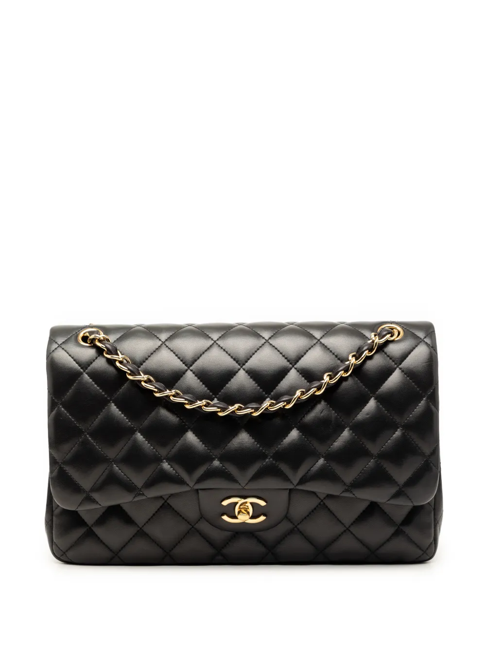 CHANEL Pre-Owned 2012 Jumbo Classic Lambskin Double Flap shoulder bag - Black