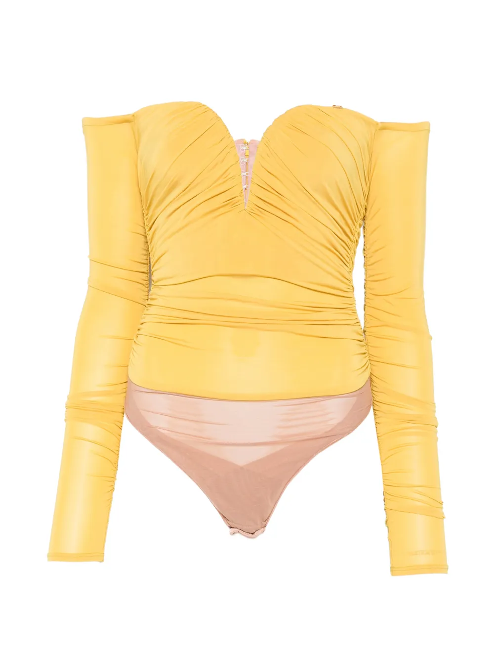 Elisabetta Franchi ruched off-the-shoulder bodysuit - Gelb