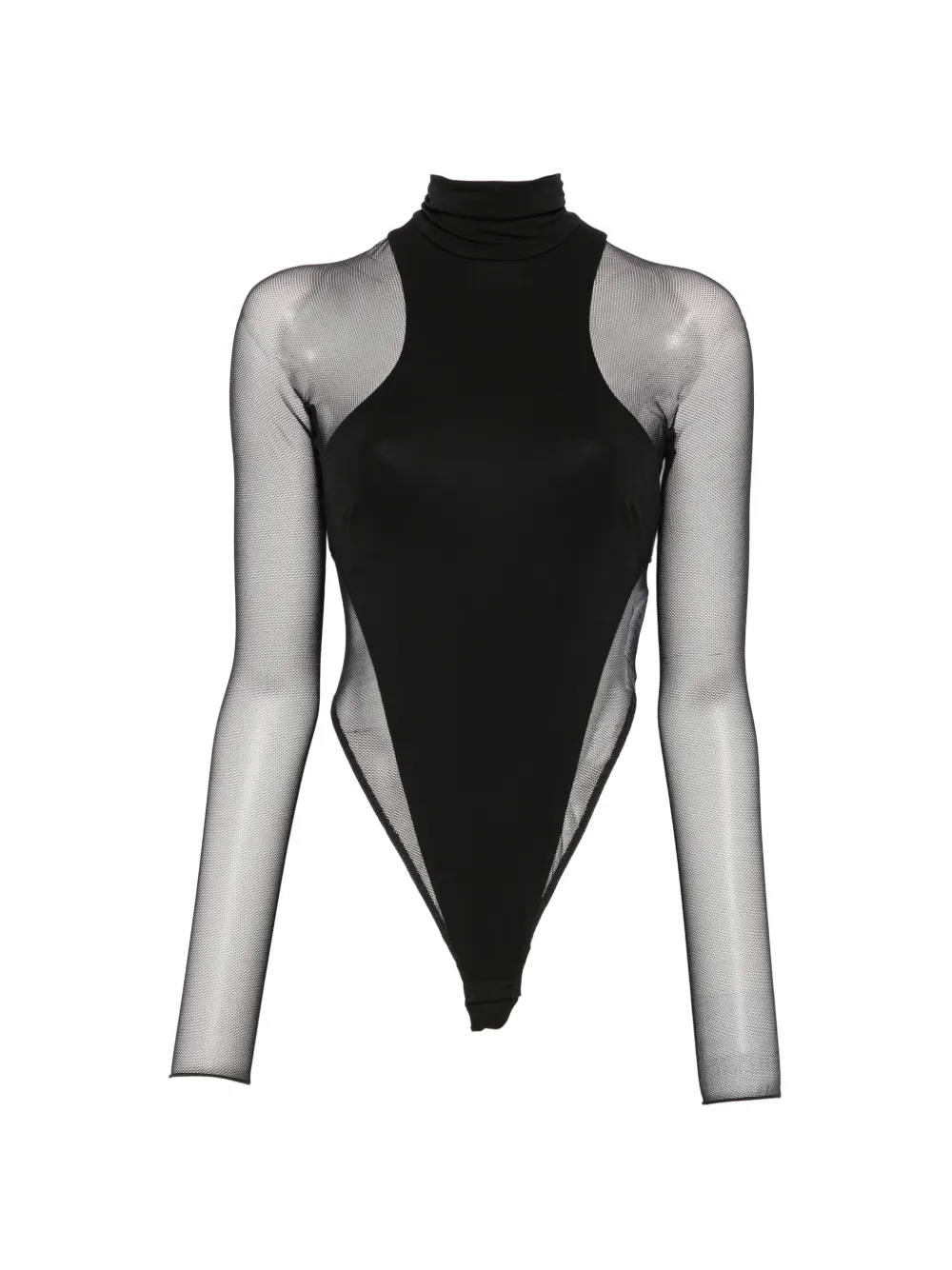 Elisabetta Franchi sheer-panelled high-neck bodysuit - Nero