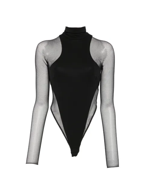 Elisabetta Franchi Stehkragen-Body mit semi-transparenten Einsätzen