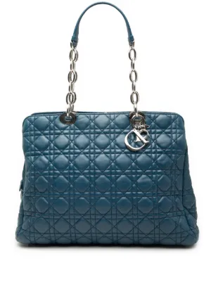 Christian Dior Pre-Owned 1999 Large Denim Cannage Acrylic Handles