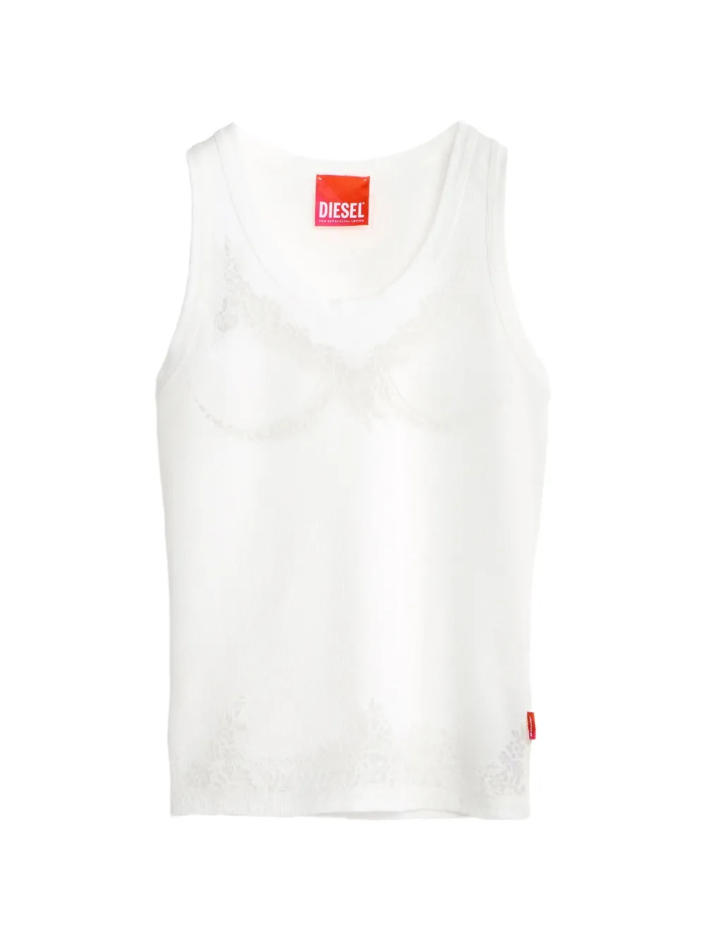 Diesel x Tinder lace-print ribbed T-shirt - Weiß