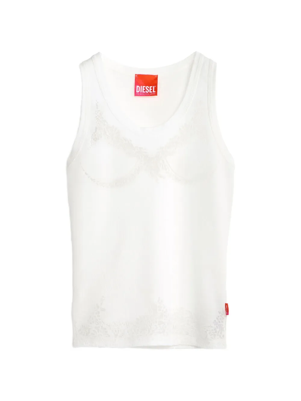 Diesel x Tinder lace-print ribbed T-shirt - Weiß