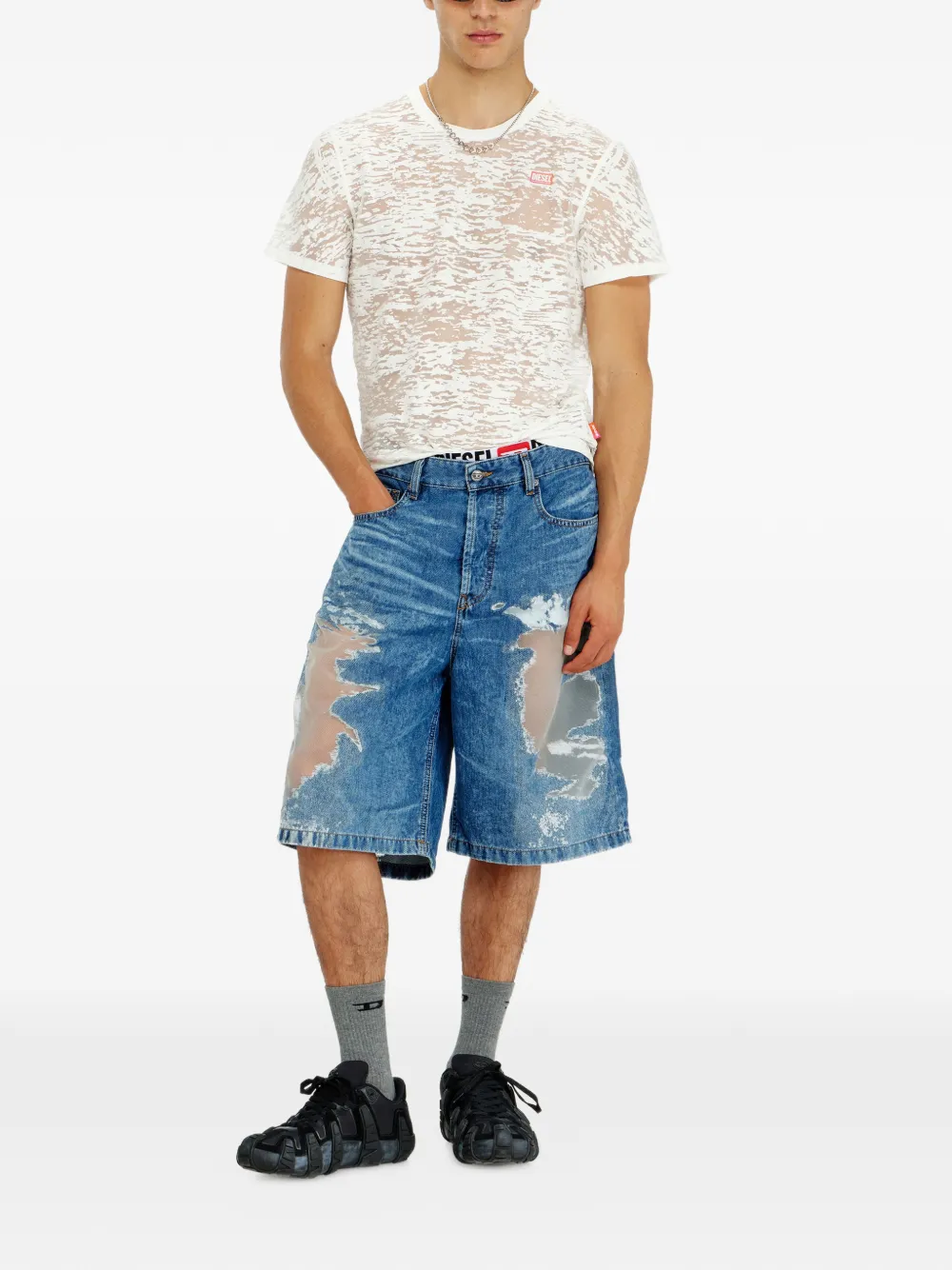 Diesel T-shirt met logo-patch Wit