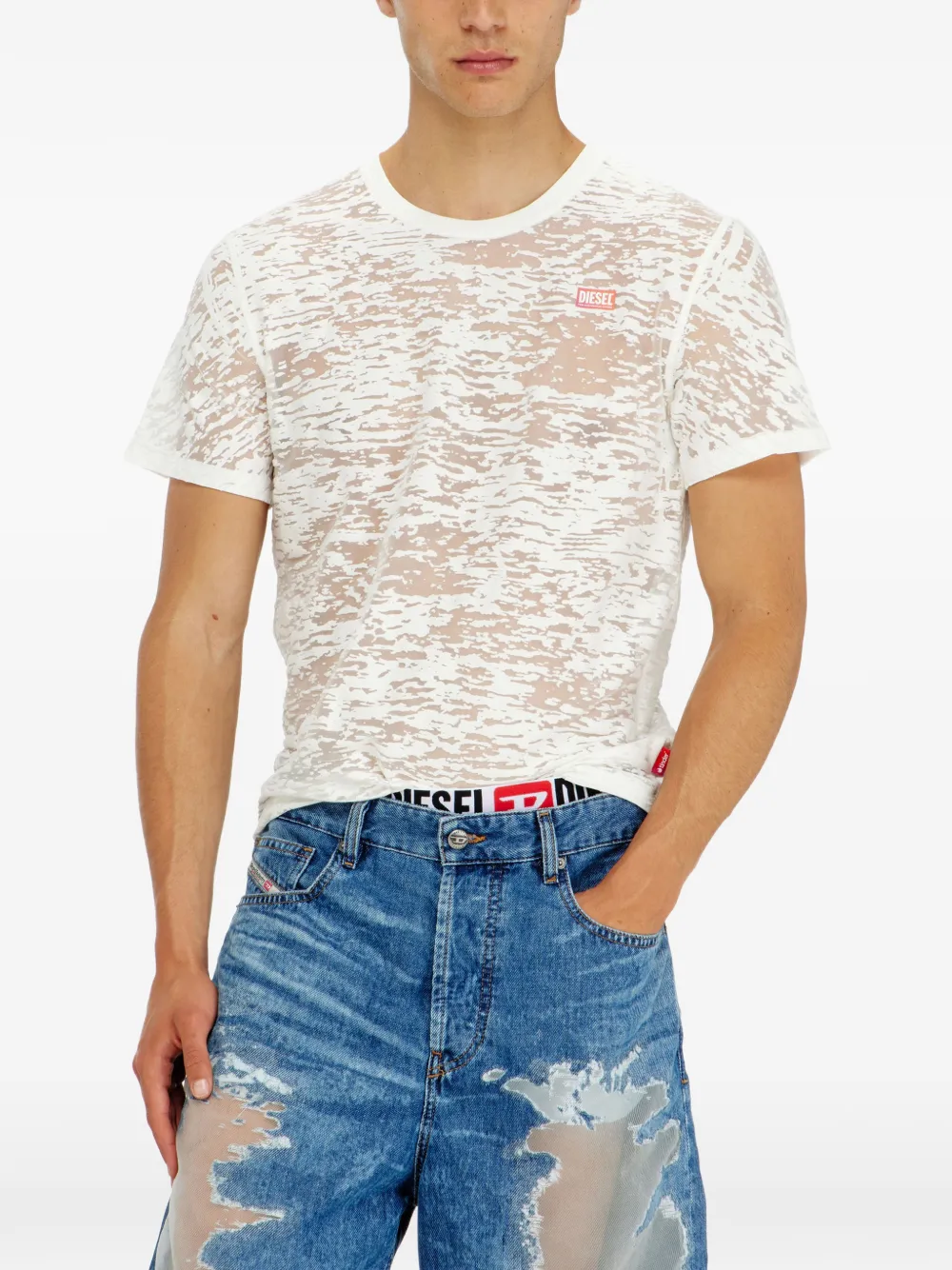 Diesel T-shirt met logo-patch Wit