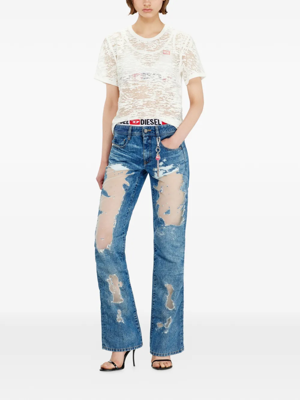 Diesel T-shirt met logo-patch Wit