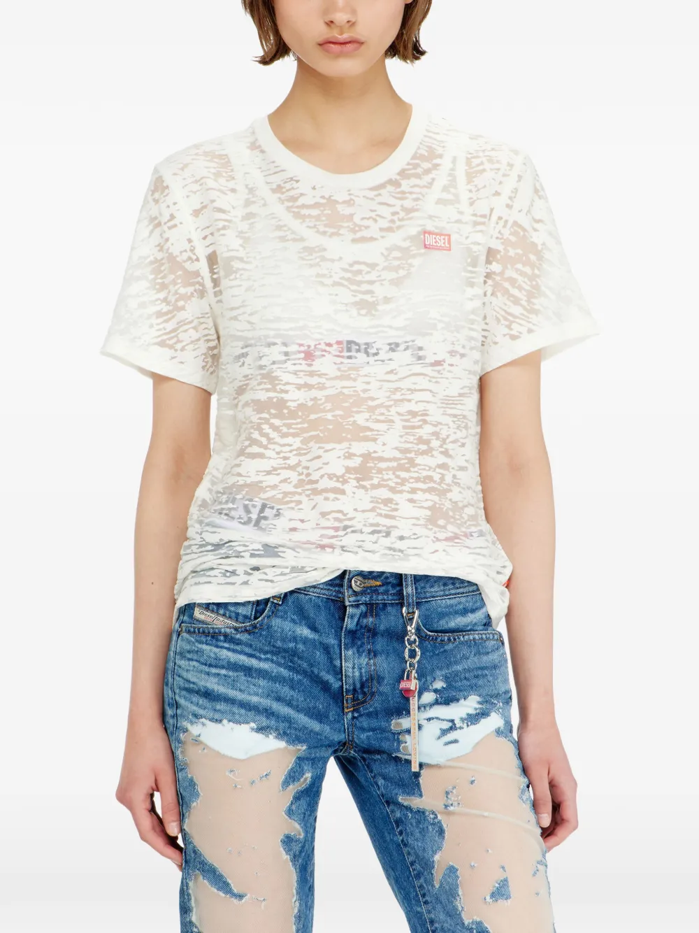Diesel T-shirt met logo-patch Wit