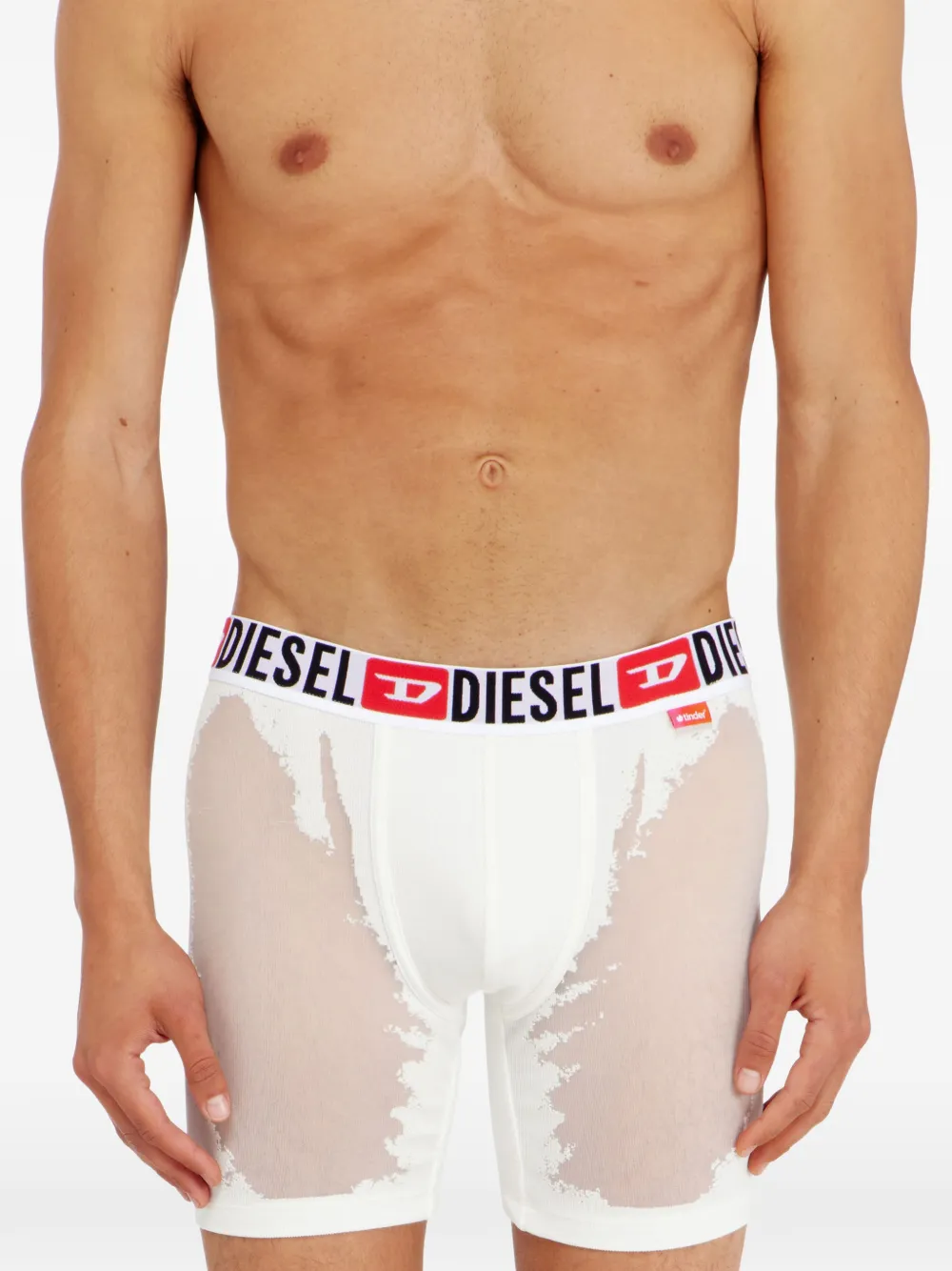 Diesel Boxershorts met logoband en doorzichtig vlak Wit