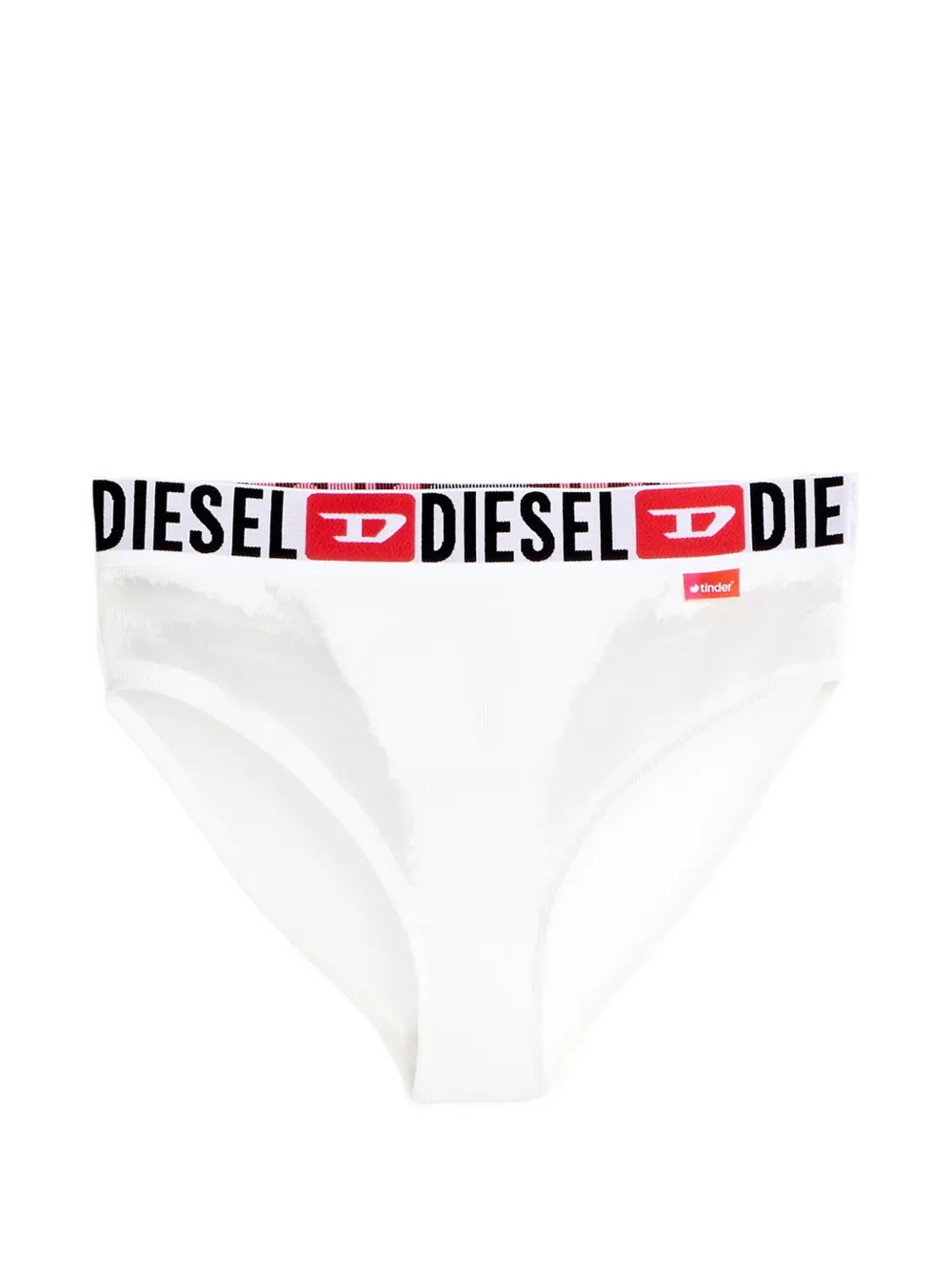 Diesel x Tinder logo-waistband sheer-panel briefs - Weiß