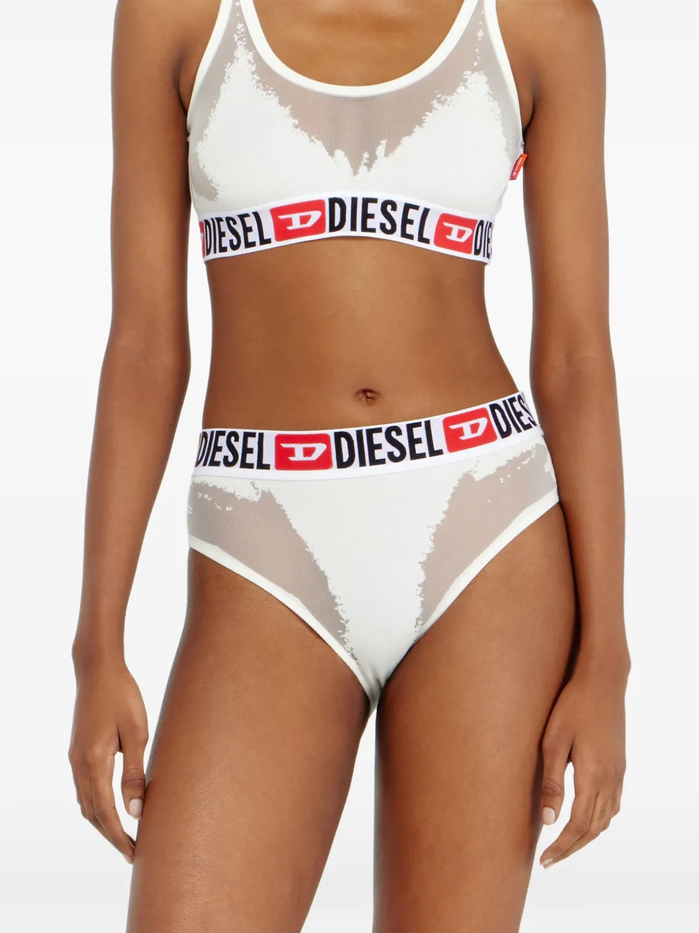 Diesel x Tinder slip met doorzichtig vlak en logoband Wit