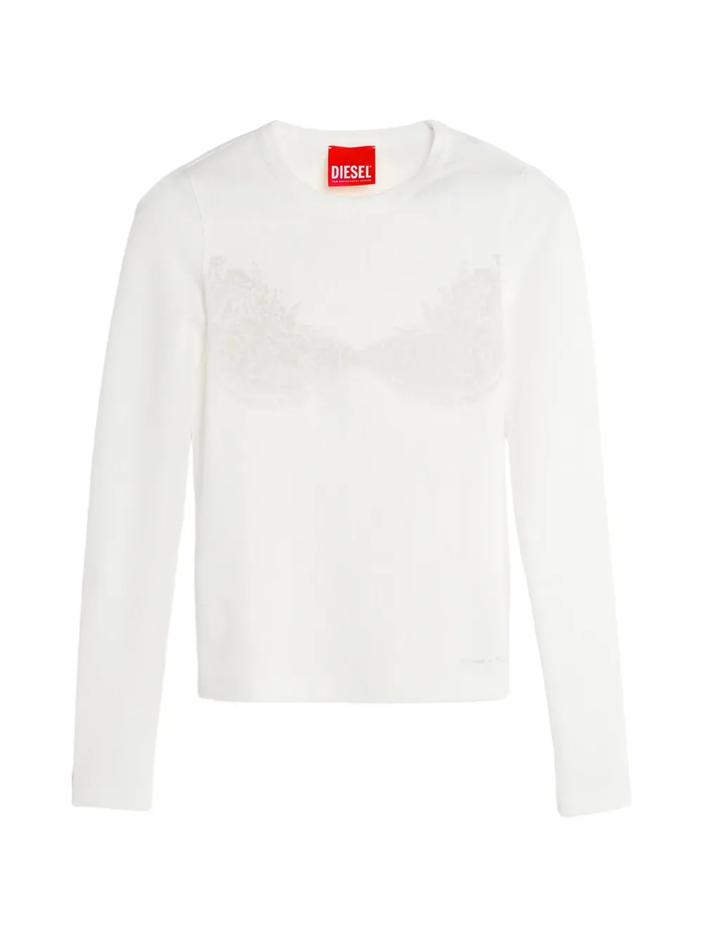 Diesel x Tinder lace-print ribbed T-shirt - Bianco