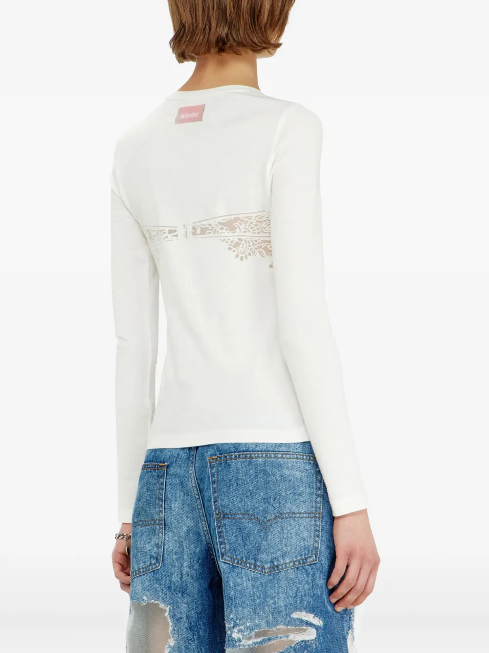 Diesel Geribbeld T-shirt met print Wit