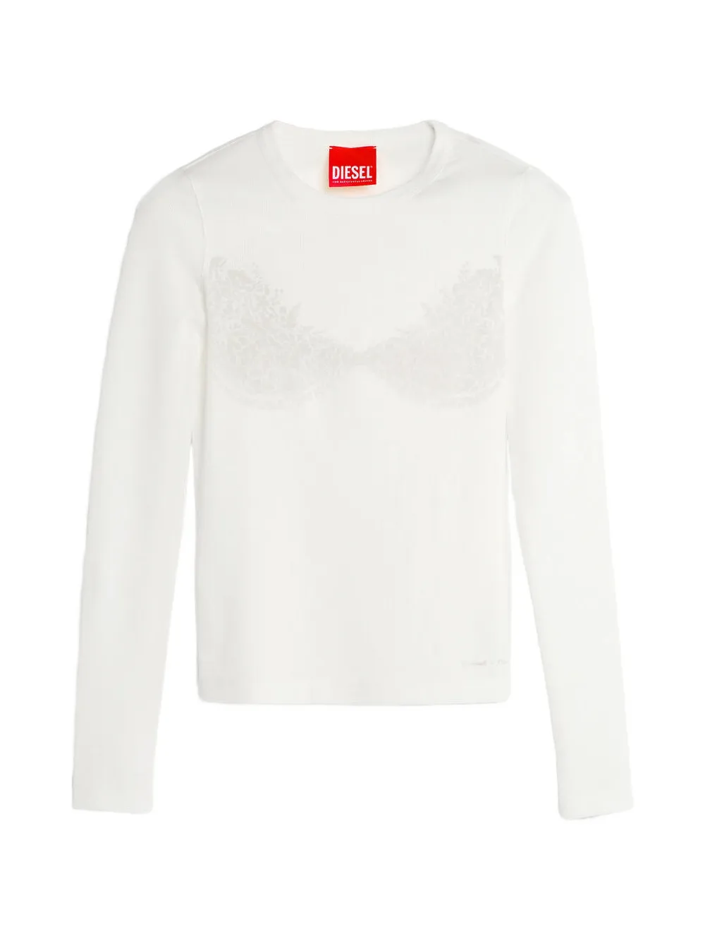 Diesel x Tinder lace-print ribbed T-shirt - Weiß