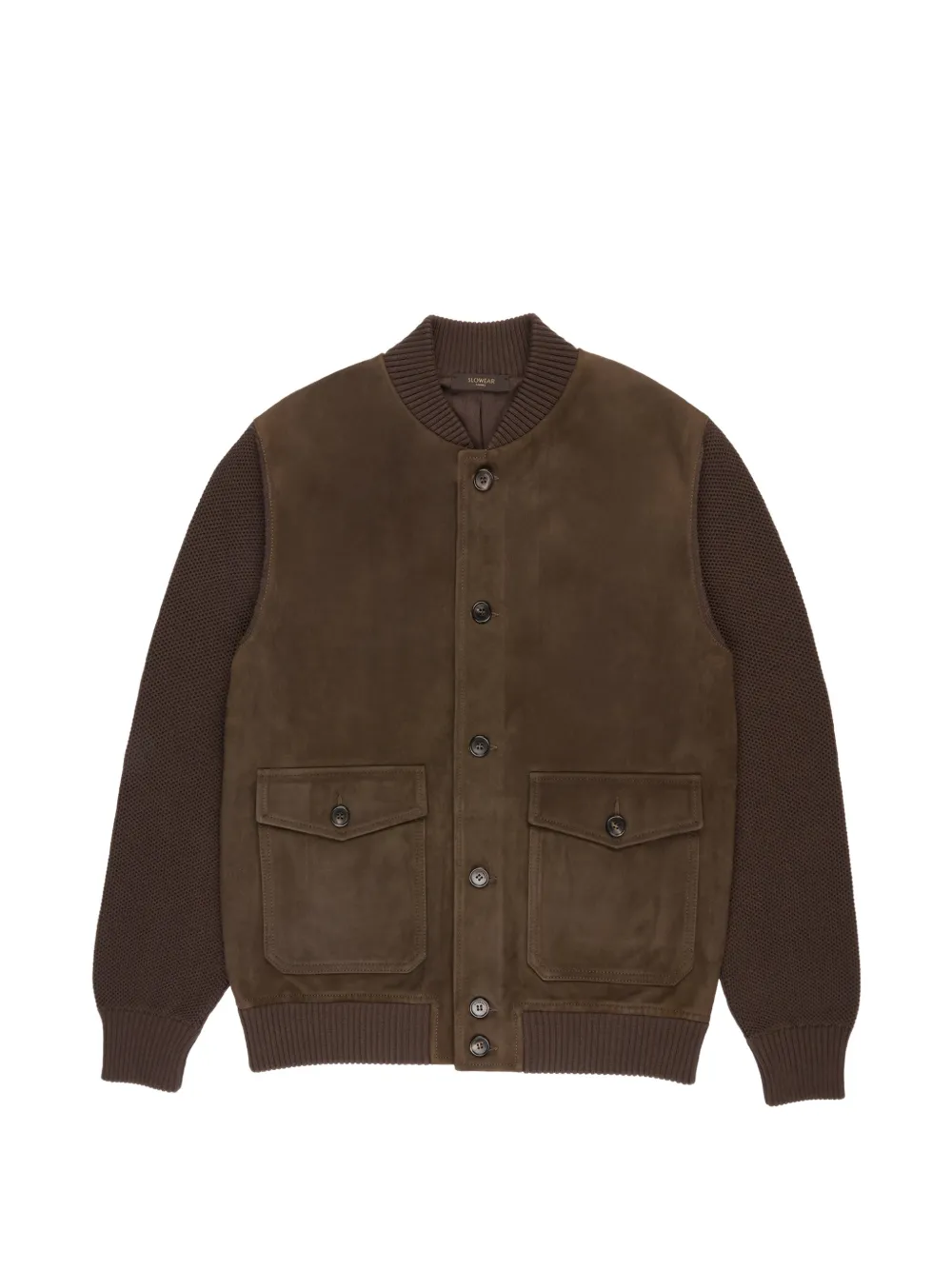 slowear suede-panelled bomber jacket - Brown