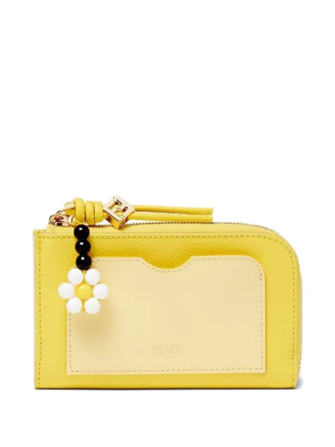 FENDI FF Diamonds flower-charm leather card case