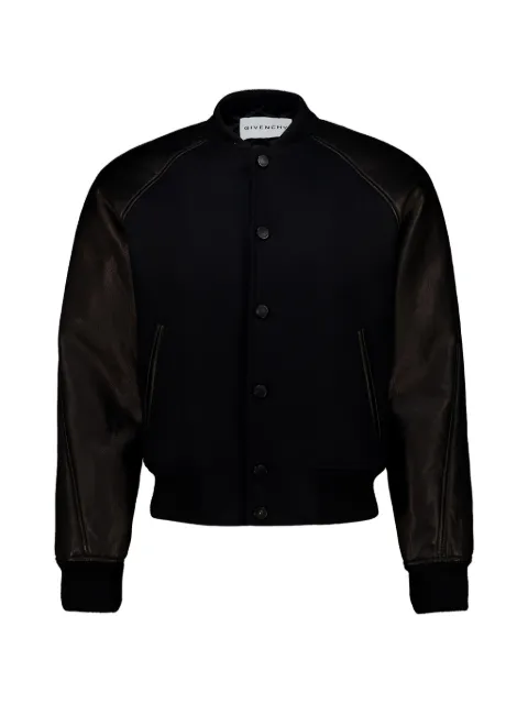 Givenchy leather-sleeved wool bomber jacket