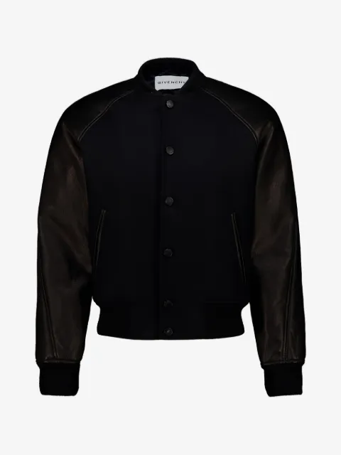 Givenchy chamarra bomber de lana con mangas de piel