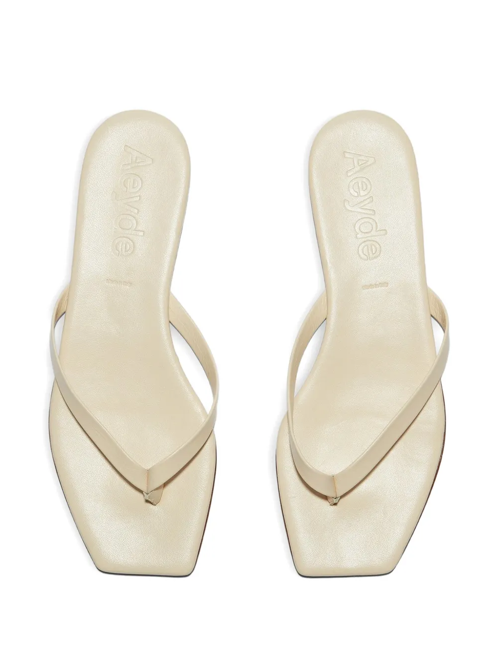 Aeyde Renee square-toe leather sandals Beige