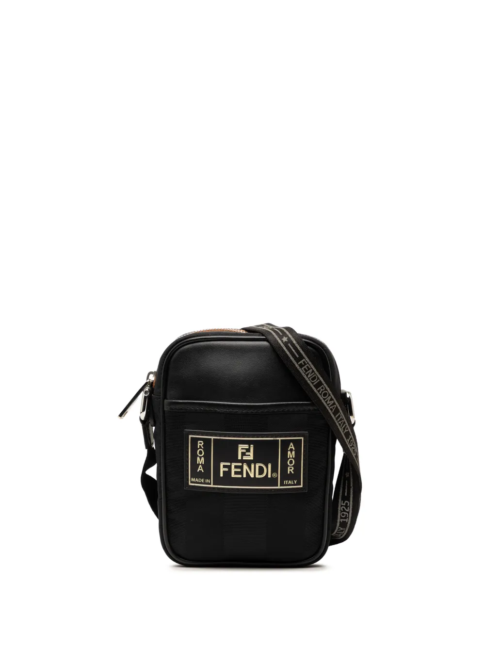 Fendi Pre-Owned 2010-2026 Small Pequin Nylon Roma Amor Messenger Bag crossbody bag - Black