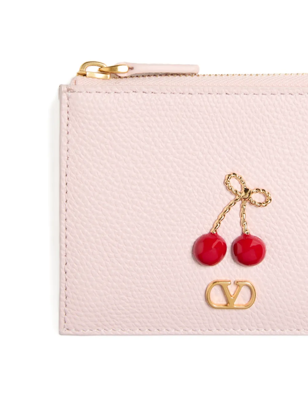 Valentino Garavani Cherryfic pasjeshouder van bewerkt kalfsleer Roze