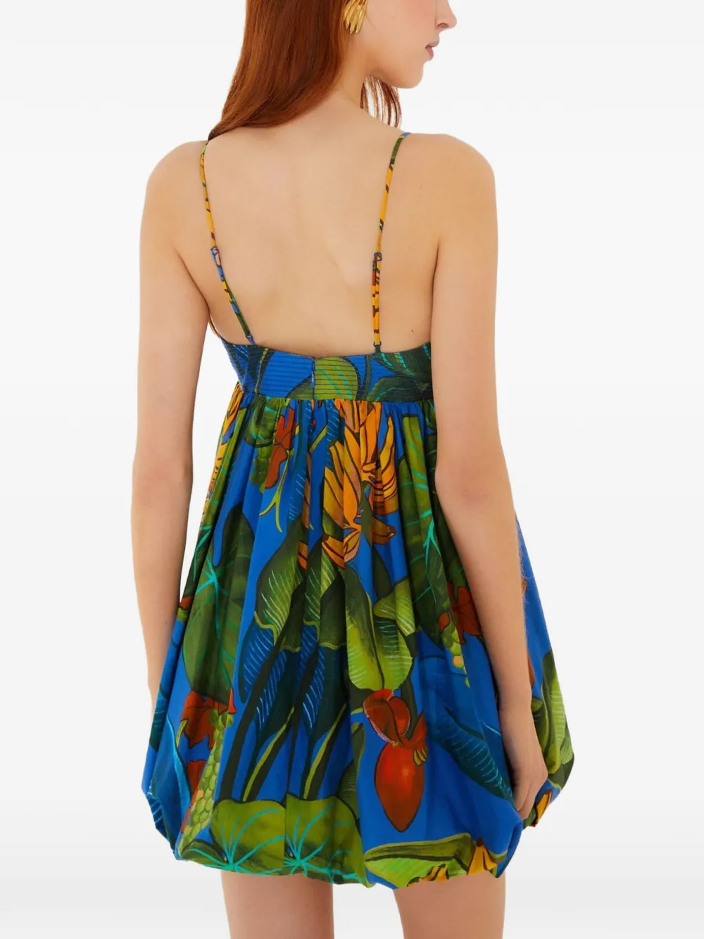 FARM Rio Blue Banana Grapes mouwloze katoenen mini-jurk Blauw