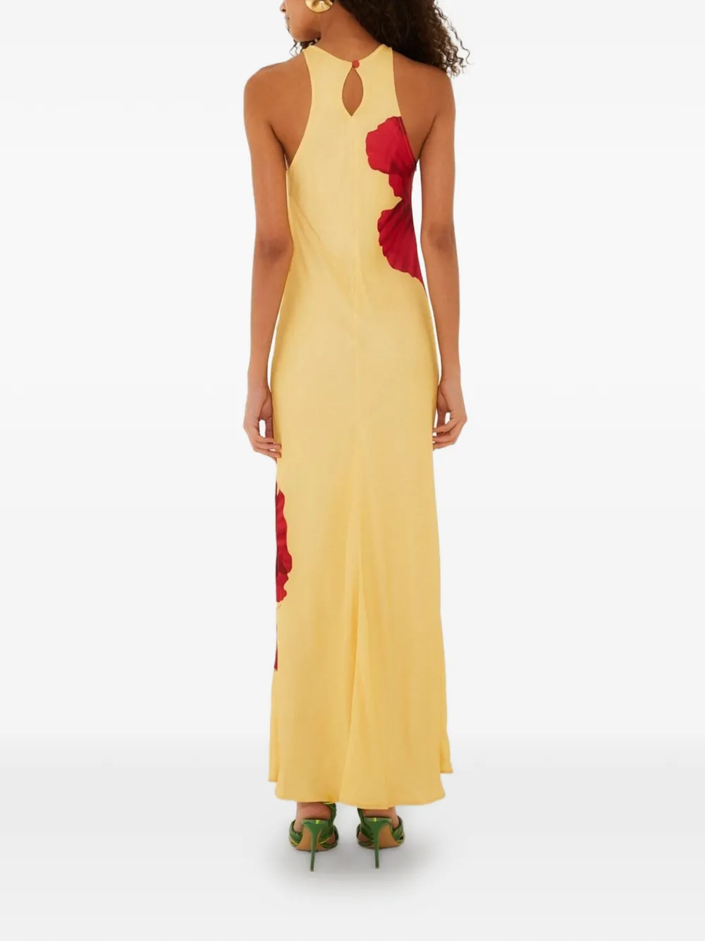 FARM Rio Mouwloze maxi-jurk met bloemen-print Geel