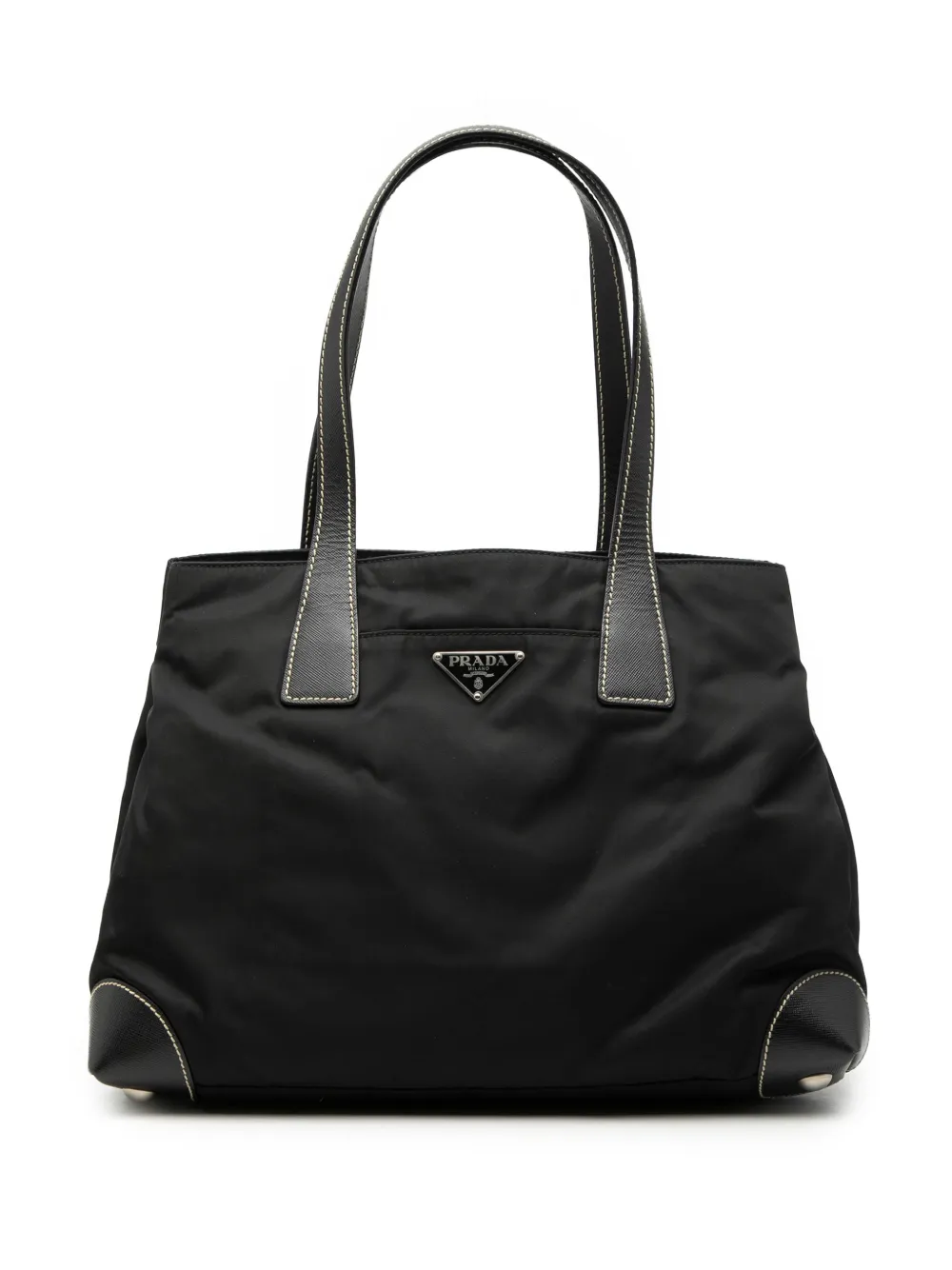 Prada Pre-Owned 2013-2026 Saffiano Trimmed Tessuto Shopper tote bag - Nero
