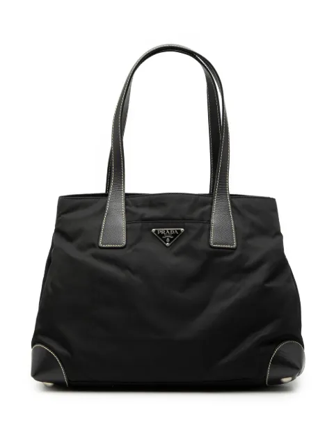 Prada Pre-Owned tote de tessuto con ribete de piel saffiano 2013-2026