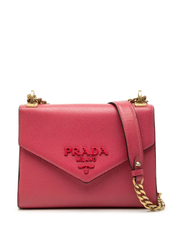 Prada Pre-owned 2013-2026 Saffiano Cuir Monochrome Envelope Crossbody Bag in Pink