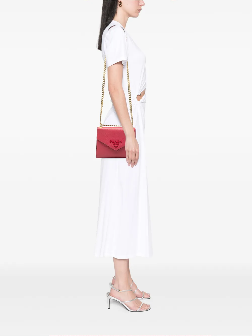 Prada Pre-owned 2013-2026 Saffiano Cuir Monochrome Envelope Crossbody Bag in Pink, view 2