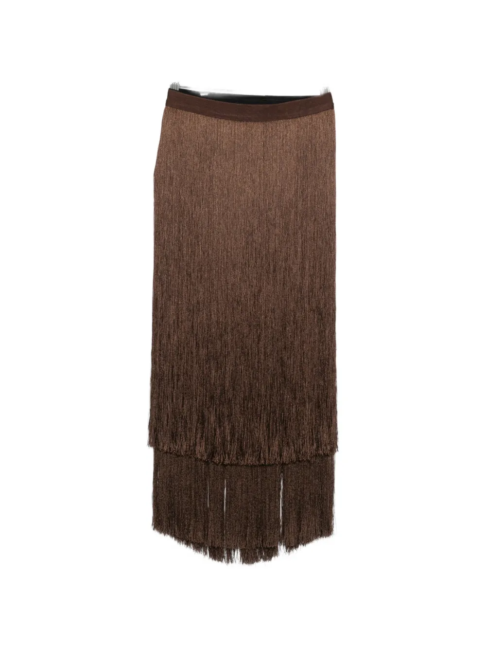 Elisabetta Franchi fringed midi skirt - Marrone