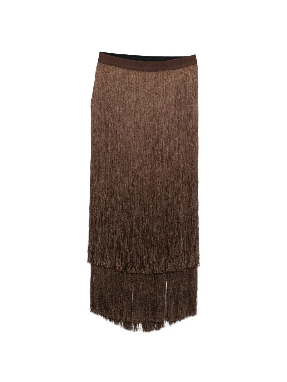 Elisabetta Franchi fringed midi skirt - Marrone
