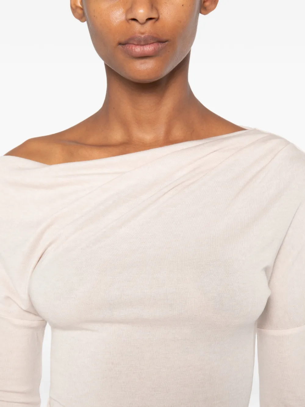Elisabetta Franchi Top van lichtgewicht jersey met geborduurd logo Beige
