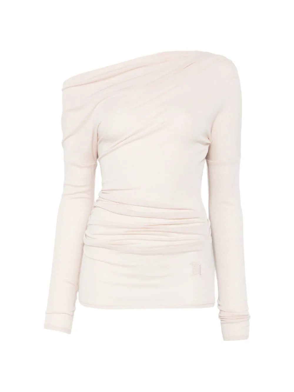Elisabetta Franchi asymmetric ruched top - Toni neutri