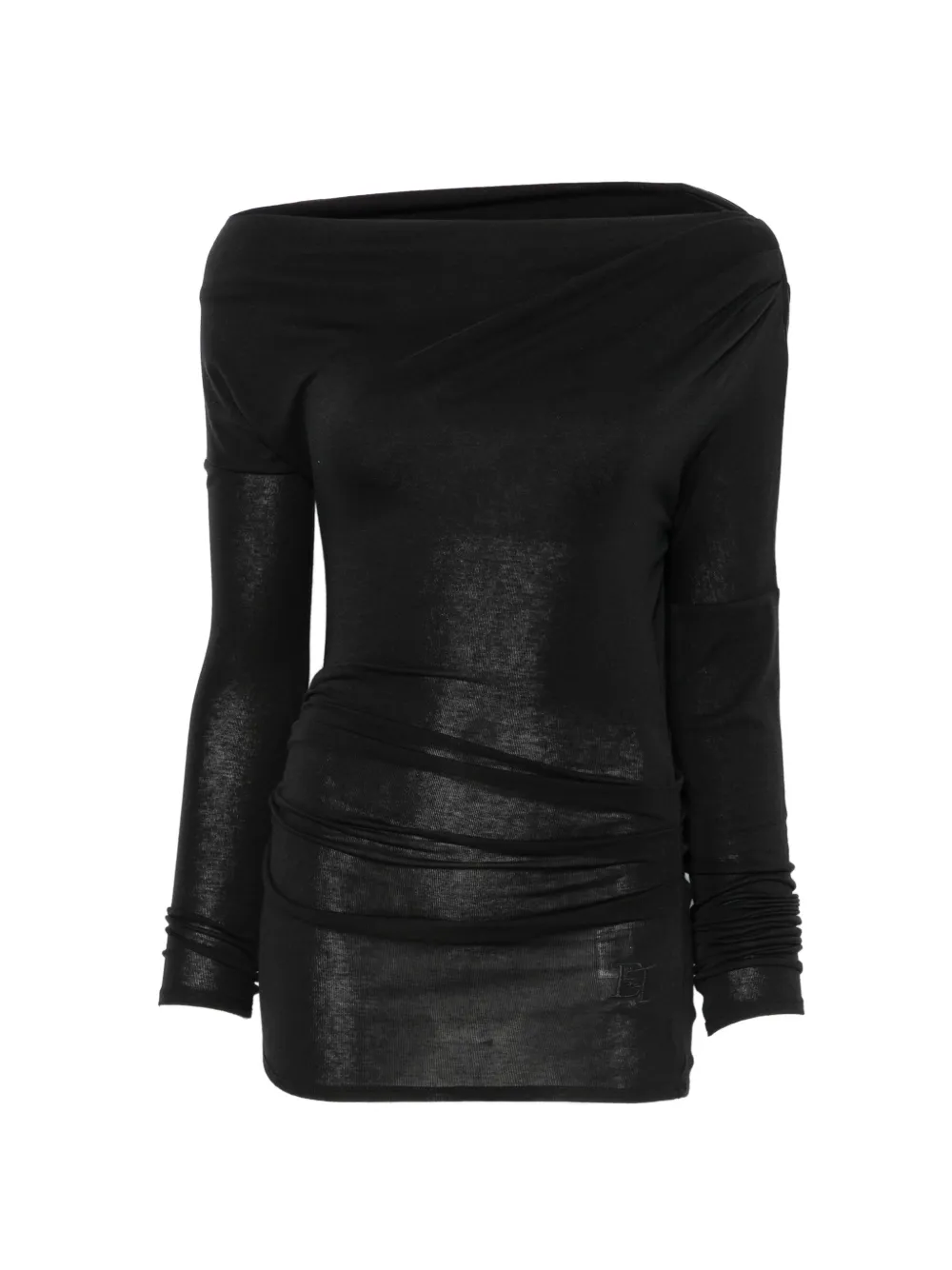 Elisabetta Franchi ruched long-sleeve top - Nero