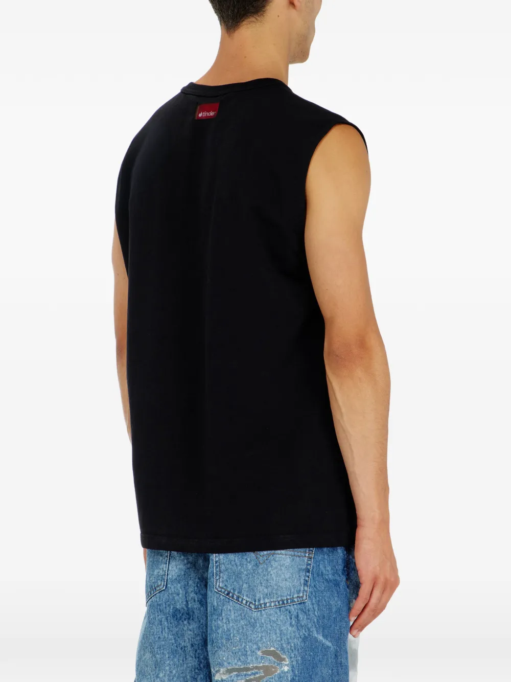 Diesel Mouwloze T-shirt met tekst Zwart