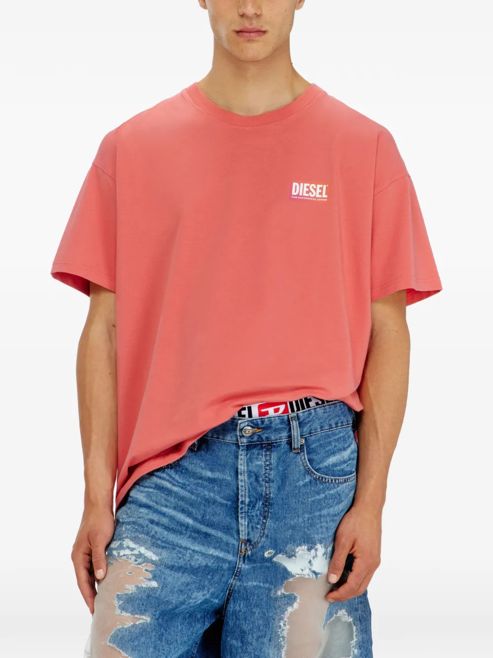 Diesel T-shirt met logoprint Roze