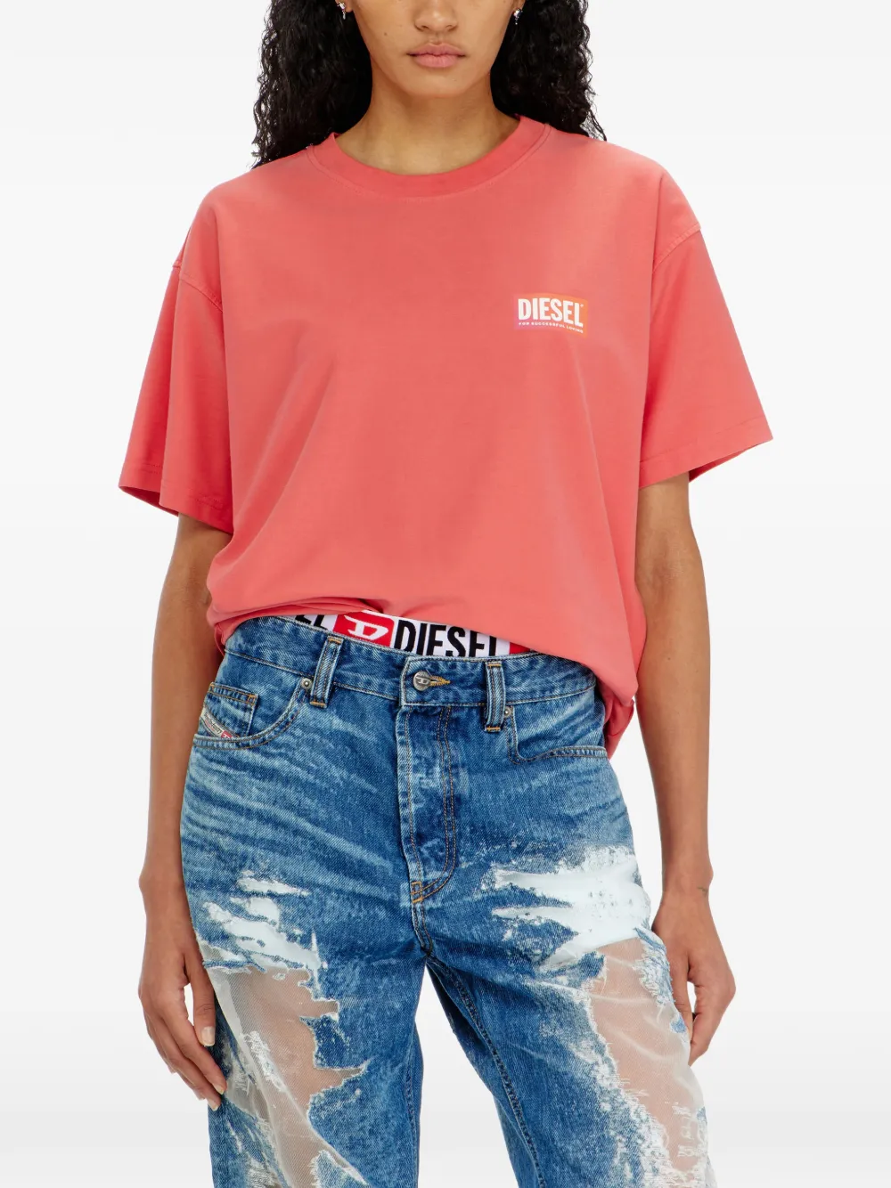 Diesel T-shirt met logoprint Roze
