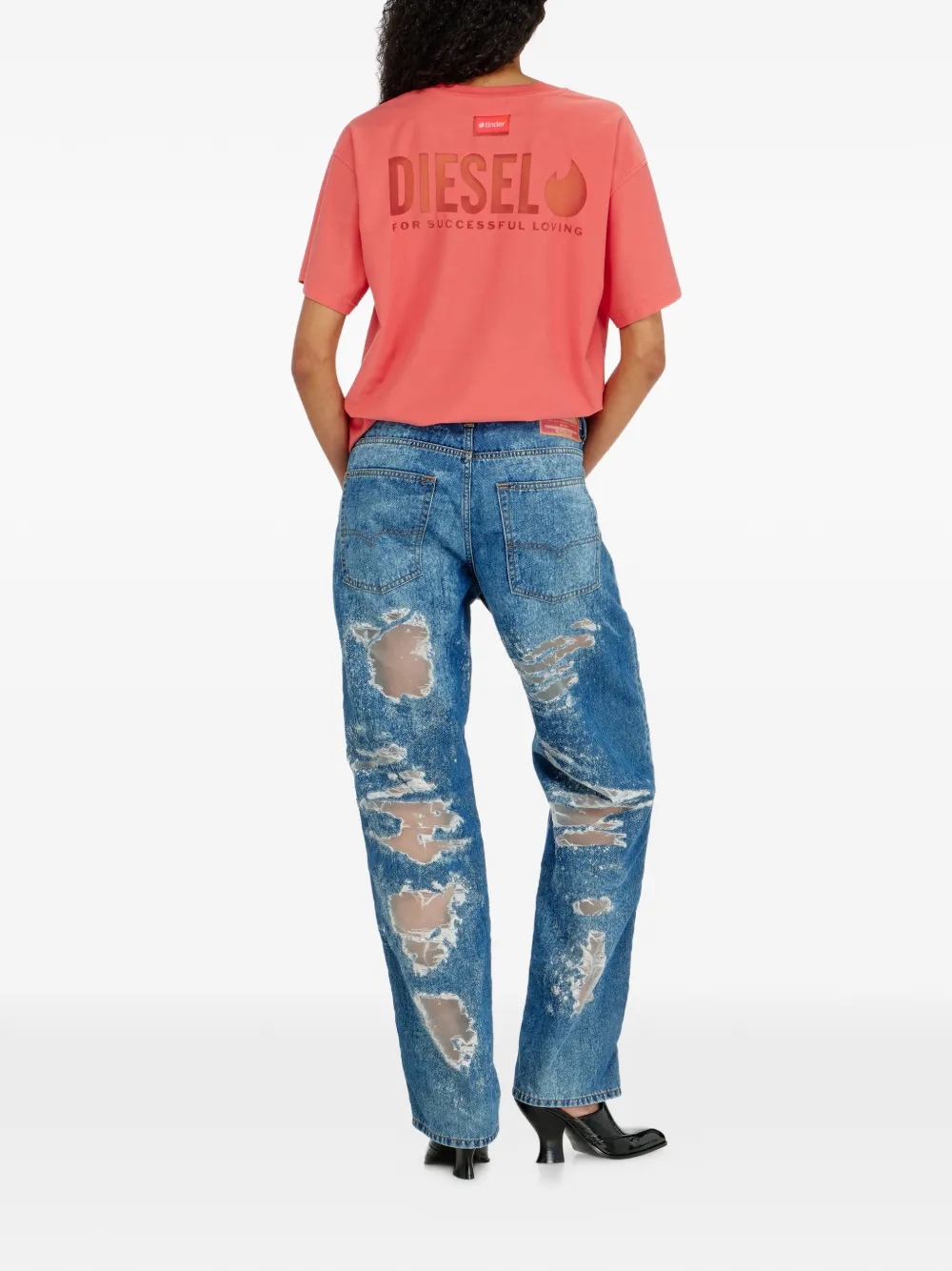 Diesel T-shirt met logoprint Roze