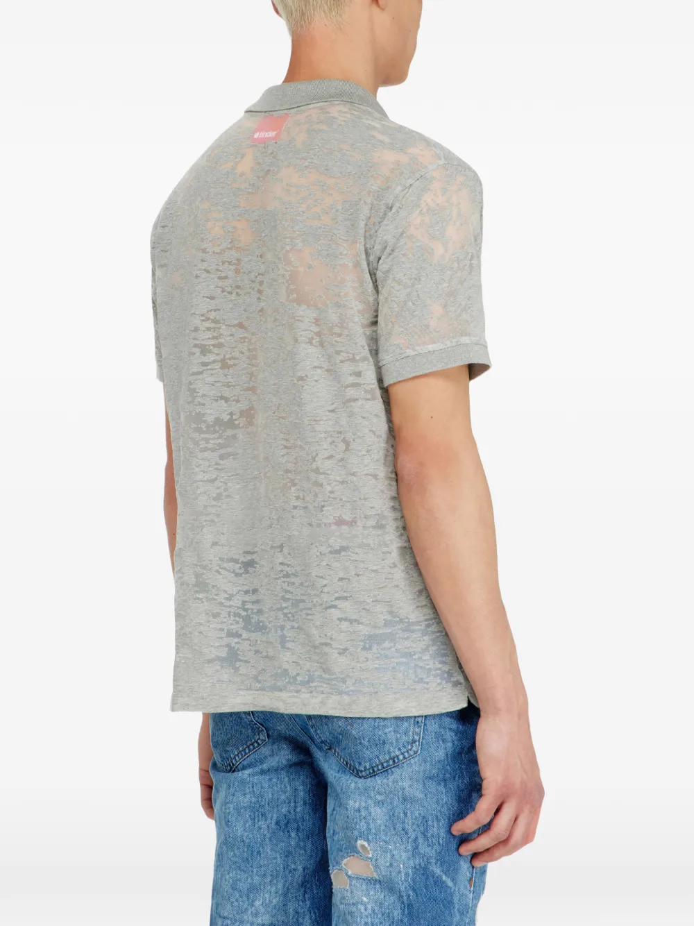 Diesel Poloshirt met gerafeld effect en logopatch Grijs