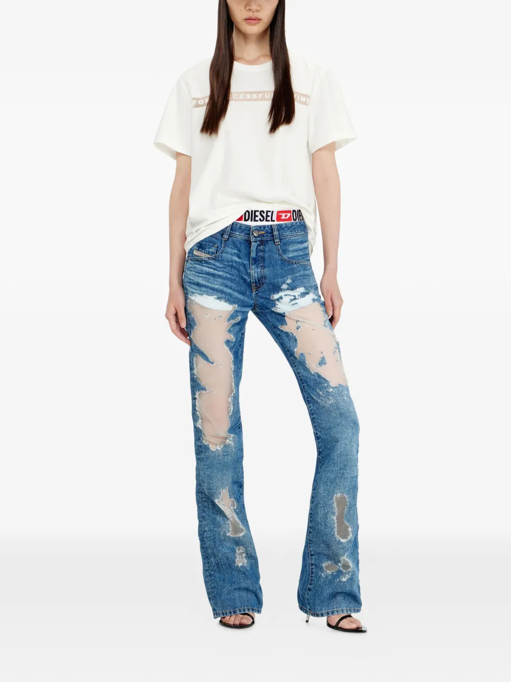 Diesel T-shirt met tekst Beige