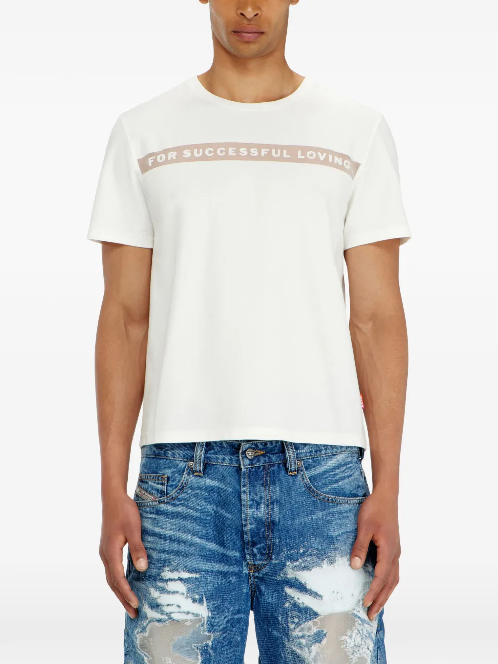 Diesel T-shirt met tekst Beige
