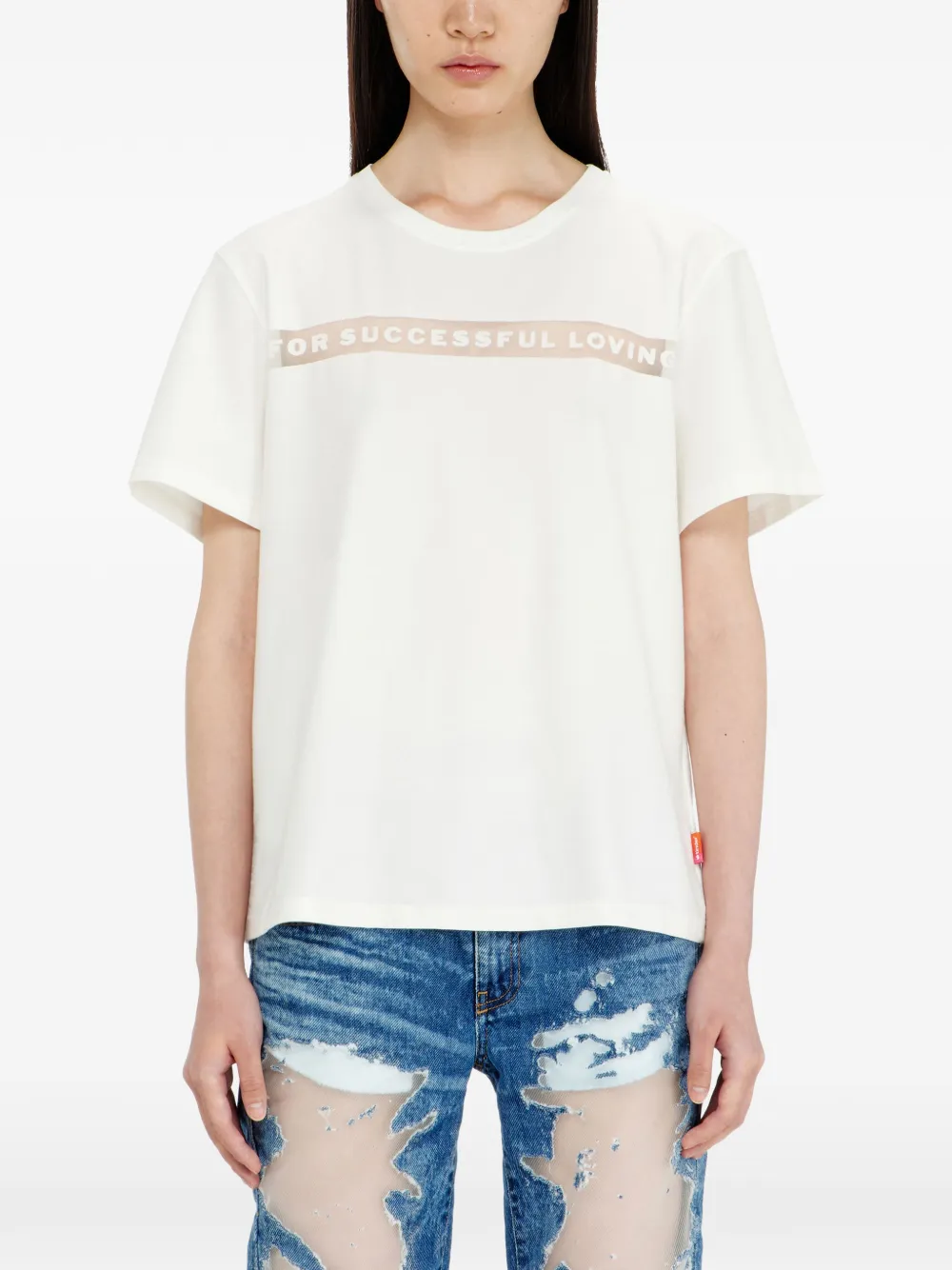 Diesel T-shirt met tekst Beige
