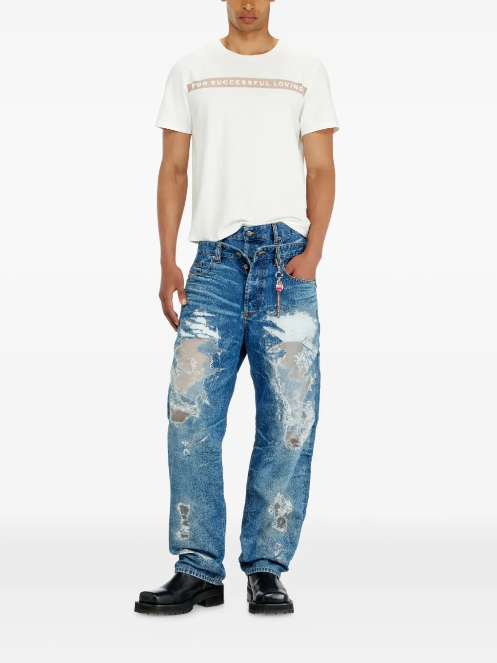 Diesel T-shirt met tekst Beige